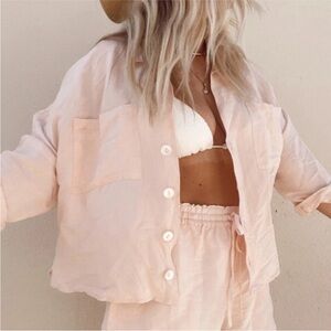 Show Me Your MuMu Blush Pink Linen Shirt